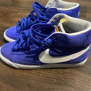 Blue and white suede blazers. Lightly worn. Great condition.